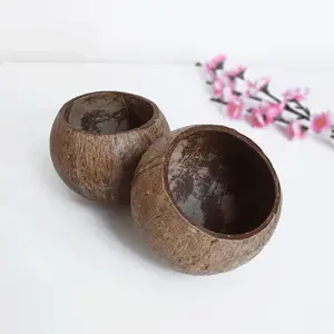 Eco Friendly Natural Organic Coconut Shell Scented Soy Wax Candle Bowl Holder Wooden Wick