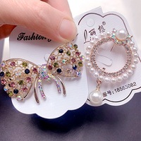 Broches tendance pour femmes, plaquées or, avec zircon coloré, imitation perle et motif Fritillaria, bijoux élégants en forme de fleur de paon, cadeau