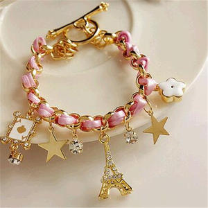 Fantasía <span class=keywords><strong>Poker</strong></span> flor encanto pulseras joyería Torre Eiffel mujeres niñas estrella joyería encanto Corea colorido pulsera regalos - Product Image 2