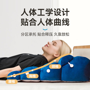 Lefka <b>Bed</b> Rest Pillow Dark Blue Velvet Reclining Backrest <b>For</b> Sleep Support 30 Degree Angle Anti Acid Reflux - Product Image 5