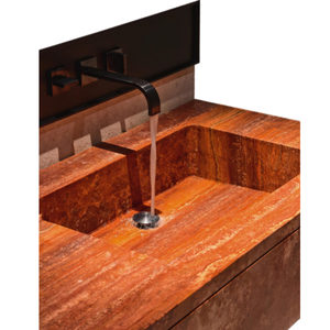 Tùy chỉnh màu đỏ tự nhiên sáng travertine tĩnh mạch cắt Màu KHÁCH SẠN CĂN Hộ Phòng tắm đôi bồn rửa Vanity Thiết kế trang điểm bàn hàng đầu - Product Image 1