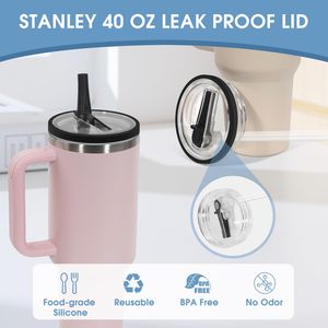 Tapa antiderrames Stanley con pajita abatible, compatible con el vaso Stanley Quencher de 40 oz, resistente a fugas y derrames. - Product Image 4