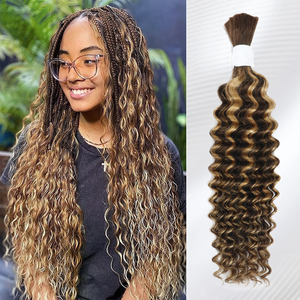 Giá Rẻ Giá Brazil Trinh xoăn sóng nước sâu số lượng lớn phần mở rộng tóc Boho bím tóc tóc con người cho bện tóc số lượng lớn không có sợi ngang - Product Image 3