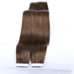 Extensions de cheveux humains Remy 100% brésiliens, à bandes adhésives, simple épaisseur, teintes, trame invisible, marron RUISI TP-004 - Product Image 1