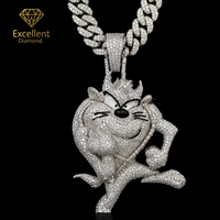 Colgante de Personaje de Dibujos Animados de Plata 925 con Moissanita Color D, Hecho a Medida, de Venta Caliente, Colgante Hip Hop con Pavé Completo para Hombres, Ideal para Fiestas