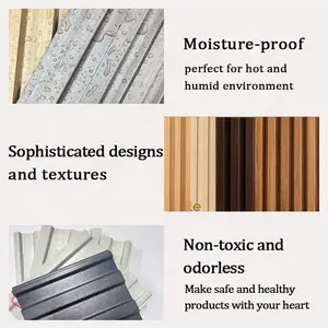 Panneaux muraux intérieurs en bois 3D d'usine, panneaux muraux cannelés, grain de bois, <span class=keywords><strong>PVC</strong></span> 3D, panneau mural WPC - Product Image 4