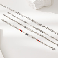 Bracelet minimaliste en acier inoxydable gravé avec plaque incurvée pour couples, vente en gros, bijoux minimalistes pour usage quotidien TGSL1660