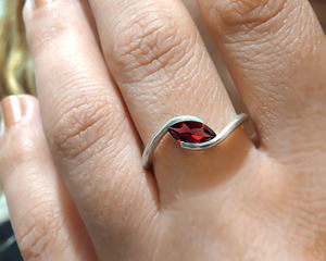 Wholesale Solid 925 Sterling Silver Handmade <b>Ring</b> Marquise Design Gold-Plated Red Garnet January Bezel Setting Wedding - Product Image 3