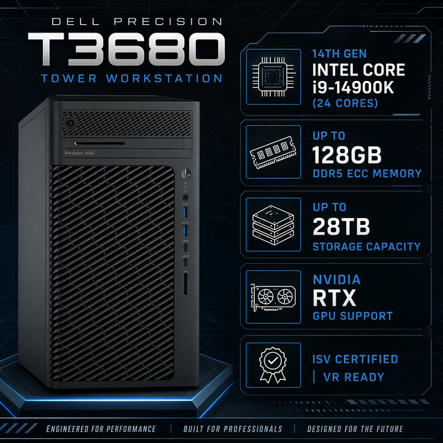 T3680 Tower Workstation | Xeon 24 Cores DDR5 PCIe 5.0 | CAD Engineering Design | Custom Config