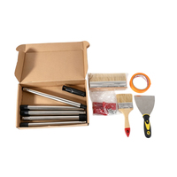 Kit de 5 pinceaux de peinture décoratifs avec grattoir à manche en acier à 5 sections et ruban adhésif pour la peinture des murs et des plafonds