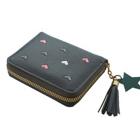 Dompet rumbai PU wanita penjualan terbaik Model pendek kualitas tinggi dompet Mini ritsleting hati cinta musim panas