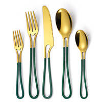 Ensemble de couverts de luxe en acier inoxydable, finition peinture aérosol ajourée, comprenant couteaux à steak et cuillères à café, pour la restauration occidentale et les réceptions