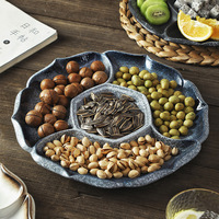 Multi-angle Amerikaanse stijl porseleinen fruitschaal, gemarineerde grid schaal, voor thuis, woonkamer, snacks, meloenzaadjes, gedroogd fruit.
