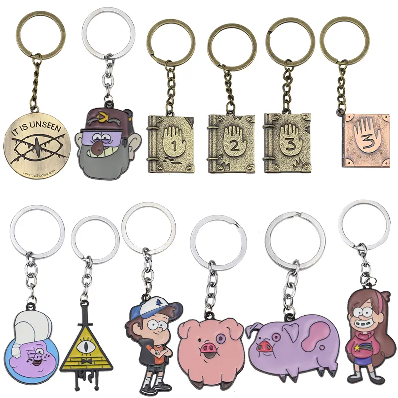Gravity Falls Mysteries Bill Cipher Wheel Party Time Keychain Dipper MabelStanヒューマンシェイプキーホルダーリング