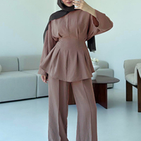 Abaya arabe élégante de Dubaï, tenue islamique modeste, tenue de fête, haut et pantalon de style moyen-oriental, ensemble de vêtements musulmans deux pièces pour femmes