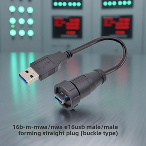 Connecteur mâle droit USB 3.0 Type-C Bairui à clipser, étanche IP67, 0,3 m, prise de carte PCB 3 m, application alimentation 10A, connecteurs 6P - Product Image 4