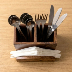 Organizador de Utensilios de Madera CraftNest Expo con Ranuras para Cuchillos, Tenedores y Cucharas, para Almacenamiento de Vajilla en la Cocina, Solo Lavar a Mano - Product Image 1