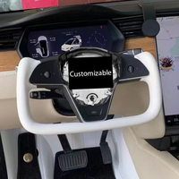 Volant sport personnalisé YOKE pour Tesla Model X & Model S 2014-2020, forme en D, cuir avec chauffage, modèle à brancher