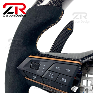 Accessoires intérieurs de voiture, volant sport en suède et fibre de carbone personnalisé pour SEAT Cupra Leon Ibiza <span class=keywords><strong>Arona</strong></span> - Product Image 4