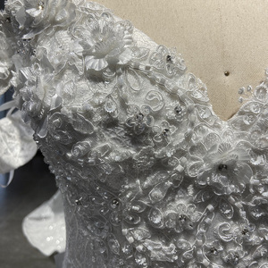 For Jancember LSRZ01 Elegant Ivory <b>Ball</b> <b>Gown</b> Wedding Evening Dresses Appliqued Flower Beading Embroidery Natural for Parties - Product Image 6