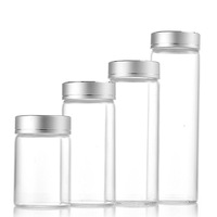 En Stock Offre Spéciale 50ml 150ml 260ml Vide Large Bouche Cylindre Écrous Sauce Miel Cornichons Bouteille En Verre Bocal Avec Vis Couvercle En Aluminium