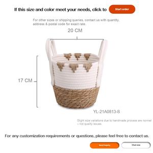 Cesta de Almacenamiento Tejida a Mano de Jacinto de Agua y Junco con Asas, Estilo Boho Rústico para Sala de Estar, Lavandería y Organizador del Hogar - Product Image 3