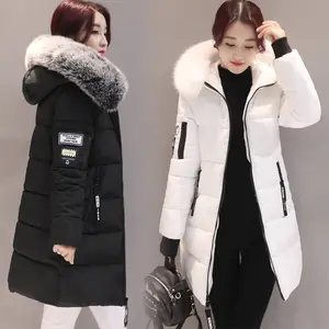 겨울 여성 코트 파카 중간 길이 후드 패딩 자켓 큰 모피 칼라 따뜻함 자켓 저렴한 도매