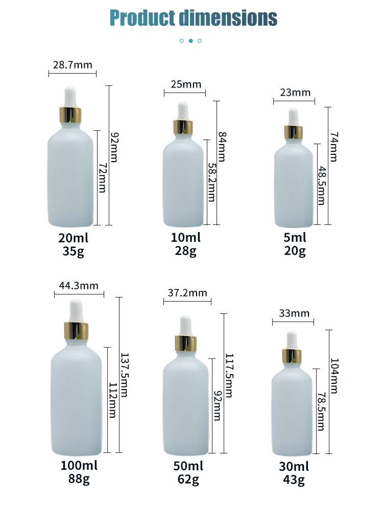 Frosted Matte Skincare Serums Cosmetic Dropper Bottles BPA Free