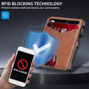 Cartera Minimalista <span class=keywords><strong>de</strong></span> Cuero PU para Hombre, Tarjetero, Antirrobo, RFID, Multifuncional, con Compartimento para AirTag - Product Image 3