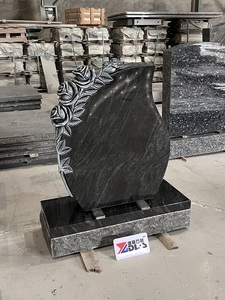 Stèle funéraire antique <span class=keywords><strong>en</strong></span> <span class=keywords><strong>granit</strong></span> sculpté de style américain avec motif de rose pour cimetières, tombes et monuments - Product Image 6