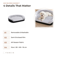 Coussin de canapé pour animaux de compagnie en tissu gris foncé, design semi-fermé, housse amovible et lavable pour grands chiens, OEM, marque privée, toutes saisons