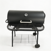 Barbecue à baril robuste de grande capacité avec étagère avant en maille pour pique-nique