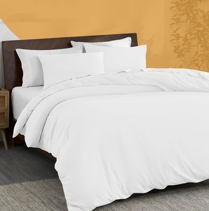 Parure de lit simple et propre, taies d'oreiller et draps blancs, vente flash, housse de couette, drap plat, ensemble de literie pour hôtel et maison - Product Image 2