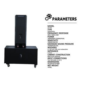 Système de sonorisation PA passif DBK avec enceinte à source ponctuelle double 15 pouces + double caisson de basses 18 pouces pleine gamme - Product Image 3