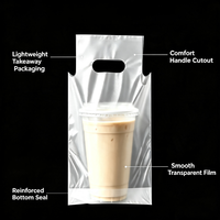 Sac d'emballage plastique transparent personnalisé en PE pour thé au lait, avec poignée, pour café à emporter, pour une seule tasse