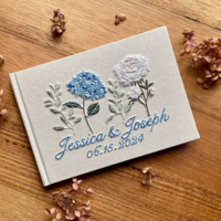 Journal de couverture en lin impression personnalisée livre d'or de mariage signe livre de chèques