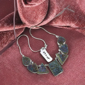 ART PALACE Collier pendentif en pierre gemme Druzy, serti clos, unisexe, design fabuleux, bijoux fins faits à la main en argent sterling 925 - Product Image 2