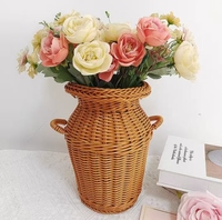 Vases en rotin naturel de haute qualité pour la décoration de la maison, fleurs de mariage, personnalisation de design moderne, fabrication artisanale en gros