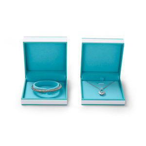 FANXI Custom Logo <b>White</b> Leather Blue Inside Earrings Bracelet <b>Box</b> Jewelry Packaging <b>Box</b> <b>Gift</b> <b>Box</b> - Product Image 4