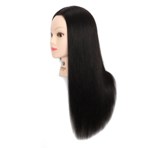 Cabeza de Maniquí de Cabello Natural de 22 Pulgadas para Trenzado y Corte, Cabeza de Entrenamiento con Soporte de Trípode para Peluquería - Product Image 4