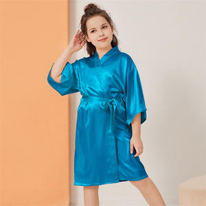 Kimono in Raso Personalizzato per Bambine, Vestaglie Tinta Unita, Pigiami per Bambine, <span class=keywords><strong>Accappatoio</strong></span> per Bambini - Product Image 4