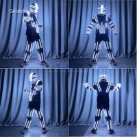 Costume de robot LED, costume spatial cool avec lumières clignotantes pour les spectacles sur scène, décorations de fête, vêtements scintillants avec accessoires de performance