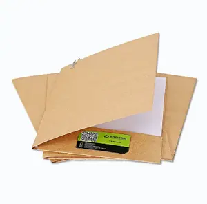 Custom Logo Printed A4 Size Office Company Promotion Folder Kraft Presentation Folder With Business Card Slot