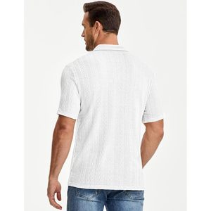Camiseta Polo de Punto Texturizado para Hombre FOXA, Manga Corta, Transpirable, para Verano, Golf y Playa - Product Image 2