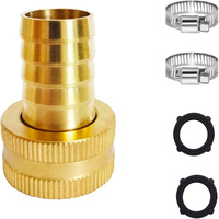 Raccord de tuyau d'arrosage de jardin en laiton pivotant 1/2 " Barb x 3/4 " filetage GHT femelle avec collier de serrage