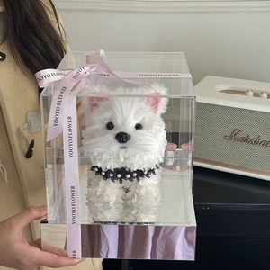 Corte perro regalo del Día de San Valentín fresco inmortal eterno eternidad Rosa caja acrílica para siempre seca Flor de hortensia preservada - Product Image 2