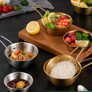 <span class=keywords><strong>Bol</strong></span> multifonctionnel personnalisé avec logo, avec poignée, argenté ou doré, pour cuisine, salade de fruits, bols à trempette en métal pour restaurant - Product Image 3