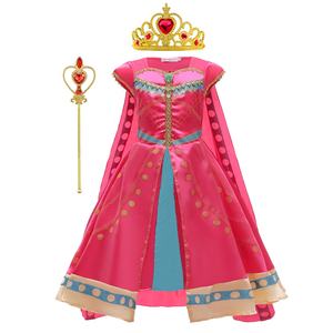 Clásico jazmín Elsa Anna Blancanieves azul princesa vestido mangas abullonadas para niñas <span class=keywords><strong>Anime</strong></span> <span class=keywords><strong>Aladdin</strong></span> árabe Cosplay disfraz elegante - Product Image 4