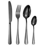 Lot de 4 couverts classiques en acier inoxydable argenté, poli miroir, couteau, fourchette, cuillère, pour restaurants et cadeaux promotionnels