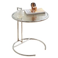 Table basse réglable en acier inoxydable de style vintage moderne Table d'appoint de canapé de chevet simple Meubles de salon tendance
